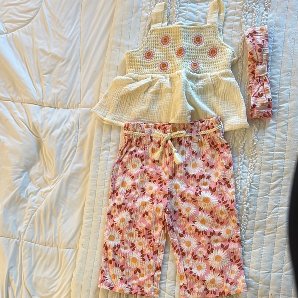 Floral Toddler Girl Outfit with Headband